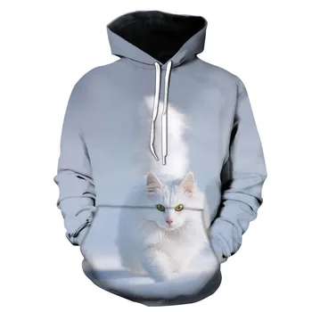 Мультяшные качулки kawaii с 3D принтом котка, мъжка hoody, пуловер с дълъг ръкав, блузи с качулка, блузи, мъжки дрехи