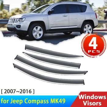 Дефлектори за Jeep Compass MK49 1 I 2007 ~ 2015 2016 Аксесоари Страничните Стъкла на Автомобила Сенници От Дъжд Вежди Голям сенника на Предното Стъкло