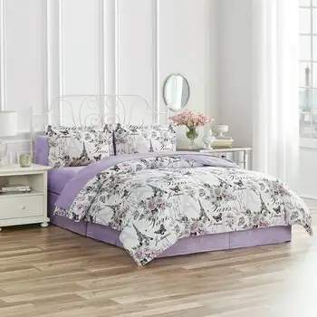 Комплект спално бельо Paris Floral Lilac от ультрамягкой микрофибър с реверсивным одеяло от 6 теми - Twin Комплект спално бельо Paris Floral Lilac от ультрамягкой микрофибър с реверсивным одеяло от 6 теми - Twin 2