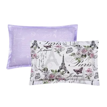 Комплект спално бельо Paris Floral Lilac от ультрамягкой микрофибър с реверсивным одеяло от 6 теми - Twin Комплект спално бельо Paris Floral Lilac от ультрамягкой микрофибър с реверсивным одеяло от 6 теми - Twin 5