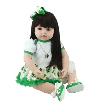 24 инча за кукли, реалистична мека силиконова vinyl играчка за новородено, с дълга коса