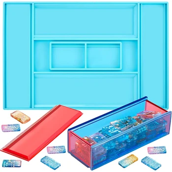 Кутия за съхранение на Blue Domino, контейнер за фрезоване на епоксидна смола, леене на силиконовата форма, инструменти за производство на занаяти собствените си ръце,