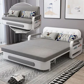Chisheng Furniture Network червен диван-легло с двойна употреба, foldout за малко семейство, в двойна стая на работния балкон, богат на функции сгъваемо легло