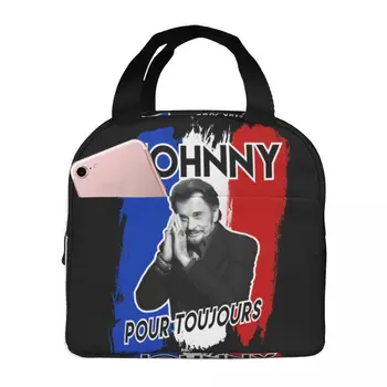 Чанта за обяд Johnny Hallyday Forever, преносими изолирани холщовые чанти-охладители, термосумка за рок музика, чанта за пикник за жени и деца