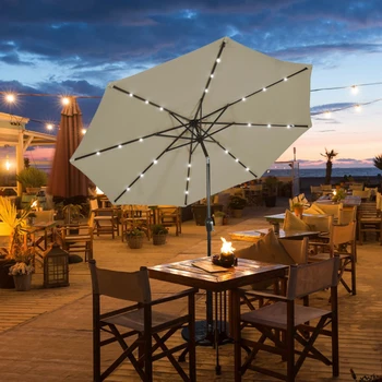 10 метра, чадъри за вътрешен двор със слънчева led подсветка, корекция на наклона на сянката на чадърите, кривошипные чадъри за плаж, мебели
