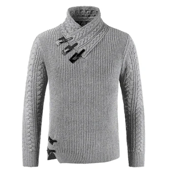 2023 Нов зимен мъжки пуловер с висока воротом, модерен пуловер в голям размер, есенни топли зимни ризи, облекла в стил ретро, плетене