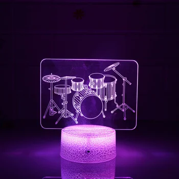Барабанная инсталиране на нощна светлина led 3D иллюзионный лампа за украса спални детски лека нощ подаръци за рожден ден за деца, момчета и момичета