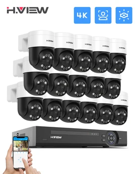 H. view 16CH 4K 5MP 8MP система PTZ-камери за видеонаблюдение, комплект за домашно видео наблюдение, градинска IP камера, за откриване на хуманоиди
