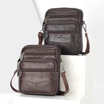 Мъжки чанти през рамо от естествена кожа, с висококачествена чанта-тоут, модерен бизнес мъжки чанти-месинджър, кожени чанти, поясная чанта