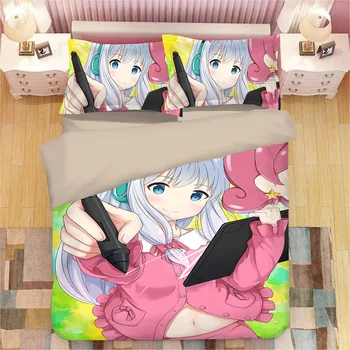 Комплект спално бельо с дигитален печат Изуми Sagiri3D с модел на японския аниме, домашен текстил, чаршаф, калъфка за възглавница