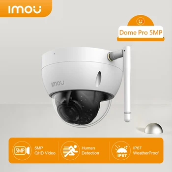 IMOU Dome Pro 5MP Wifi IP Градинска Камера за Сигурност IK10 Метален Корпус За откриване на хора и превозни средства Супер Камера за Нощно Виждане Нова