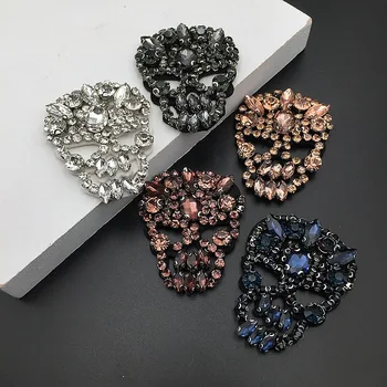 Висококачествени 3D ленти ръчна изработка от перли, кристали и ленти с черепи за дрехи, байкерские дънки, черни ивици с бродерия в стил пънк, ленти с икони