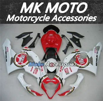 Комплект мотоциклетни обтекателей, годни за Gsxr1000 2005-2006 г., комплект за тяло от висок клас инжекцион, ABS, нов, бял, червен, Lucky Strike