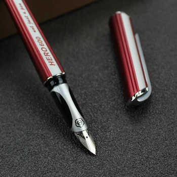 Метална червена писалка HERO 600, уникален стил, тънка дръжка 0,5 мм, професионална чернильная писалка за писане