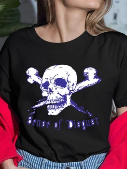 Скъпа Женска Тениска С принтом Черепа Harajuku Kawaii, Готическата Черна тениска, дамски Реколта Ежедневни Козметична Тениска С Къс Ръкав, Дамски Блузи