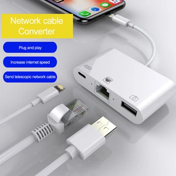 Мрежата USB-кабел 3 in1 за iPhone iPad iPod Touch към адаптер Ethernet, Щепсела и да играе USB-свързване на мрежов кабел
