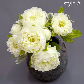 Коприна божур Букет от изкуствени цветя 7 глави за булката благородна цвете симулира за всекидневна за дома сватбена украса