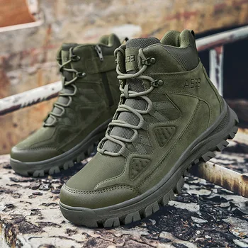 Размери 39-46, Улични Зелени Тактически обувки на платформа, Мъжки Военни обувки с неплъзгащи възглавница, Dr. ботуши с цип, Мъжки botas tacticas