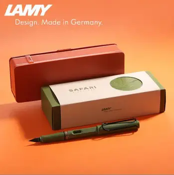 Маркова химикалка писалка Lamy Ling Мей Хънтър 2021, лимитированная подарък кутия Grassland Green, Sunset Orange с надпис