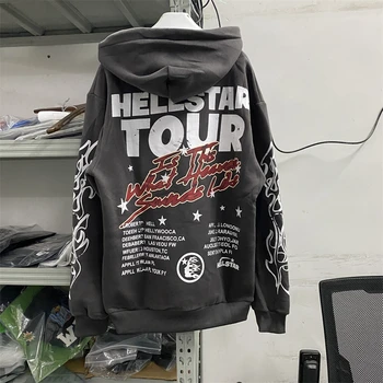 Ежедневни hoody Hellstar Studios за мъже и жени, сиви блузи с качулка, пуловери със звезди Ежедневни hoody Hellstar Studios за мъже и жени, сиви блузи с качулка, пуловери със звезди 0