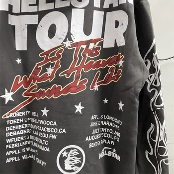 Ежедневни hoody Hellstar Studios за мъже и жени, сиви блузи с качулка, пуловери със звезди Ежедневни hoody Hellstar Studios за мъже и жени, сиви блузи с качулка, пуловери със звезди 2