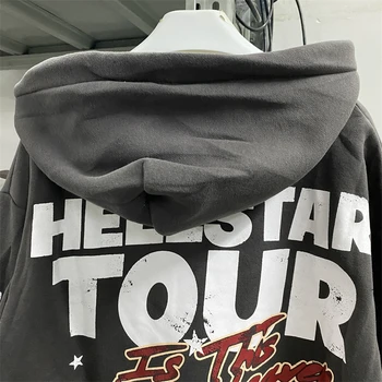 Ежедневни hoody Hellstar Studios за мъже и жени, сиви блузи с качулка, пуловери със звезди Ежедневни hoody Hellstar Studios за мъже и жени, сиви блузи с качулка, пуловери със звезди 3