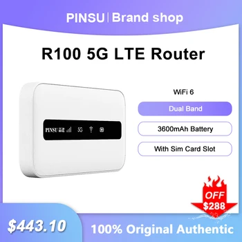 PINSU R100 5G LTE Рутер Безжичен WiFi 6 Отключване на Модема Мини Градинска Точка за Достъп Джобен MiFi Слот за sim-карти Ретранслатор 3600 mah батерия