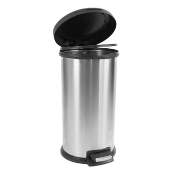 Опора за Боклук от неръждаема стомана обем 10,5 литра, кухненско кофа за боклук с кръгла стъпало