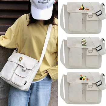 Универсални холщовые дамски чанти през рамо със стил харадзюку, обикновена ежедневни чанти с панти капак, чанта през рамо за момичета, чанти-незабавни посланици, чанти