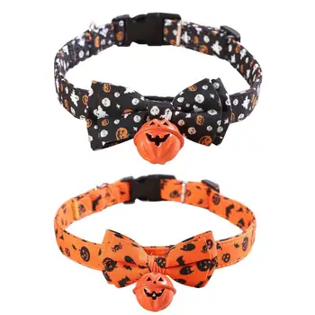 Вратовръзка за кучета за Хелоуин, сладки вратовръзки за кучета за Хелоуин, тай-пеперуда, камбанка, нашийник за кучета, скъпа призрачная тиква, нашийник-за кучета пеперуда, подарък метална