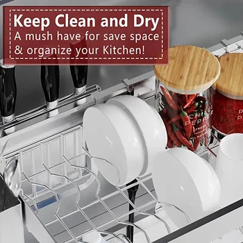 Сушилня за съдове VNKZI Над мивката, Напълно Регулируем Кухненски стойка от Неръждаема Стомана (25,98 