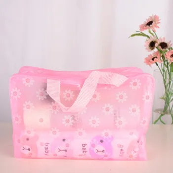 Косметичка от PVC, прозрачна чанта за съхранение на тоалетни принадлежности, чанта за козметика, креативна компресиране чанта за душата, дамски косметичка с цветен модел