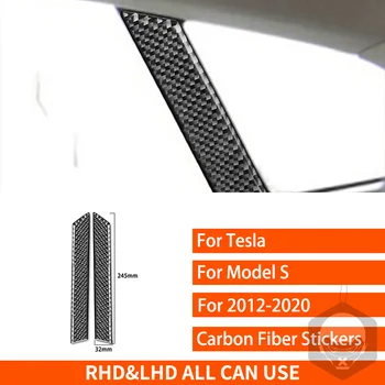 Покритие на задната врата, прозорец, стелажи, етикети от настоящето въглеродни влакна за Tesla Model S 2012-2020, аксесоари за оформяне на интериора на колата