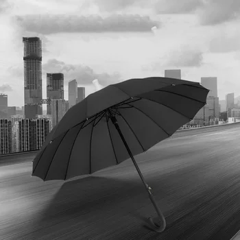 Бизнес чадър академия, черен бастун за самозащита, ретро чадър, елегантен ветрозащитный Paraguas, разменени дъждобран