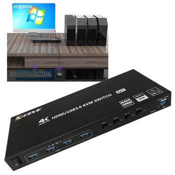 Щепсела и да играе 4K, HDMI-съвместим / USB3.0 KVM switch Мултифункционален USB сплитер Гейм премина Адаптер интернет-сплитер
