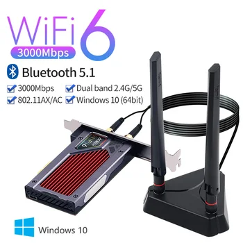 3000 mbps wifi 6 pci-e БТ 5.1 безжичен адаптер 2,4 g / 5g 802.11 ax rgb двухкарточная детска pcie wi-Fi intel ax200 wlan