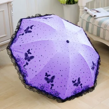 Дантелен чадър от дъжд, женски ветрозащитный, със силна защита от uv, кавайный малък чадър, луксозен оттенък, здрав чадър, дъждобран GXR35XP