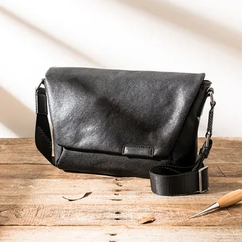 Мъжки черни чанти-незабавни посланици от естествена кожа за всеки ден, ежедневни луксозна висококачествена тийнейджърката чанта през рамо от телешка кожа на първия слой