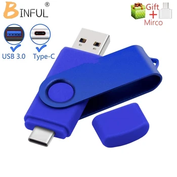 Нов USB 3.0 TYPE C USB Флаш памет OTG Pen Drive 512 GB 256 GB 128 GB, 64 GB, 32 GB, 16 GB USB устройство 3 в 1 Висока Карта с ЛОГОТО на Gitt