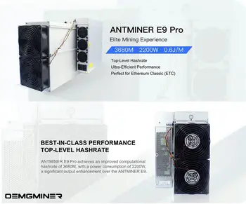 купи 2 получавате 1 безплатно Купи 2 получавате 1 безплатно Bitmain Antminer E9 Pro 3680Mh / s 2200W ETC Asic Миньор Вграден захранващ блок с мощност 0,6 Дж/М