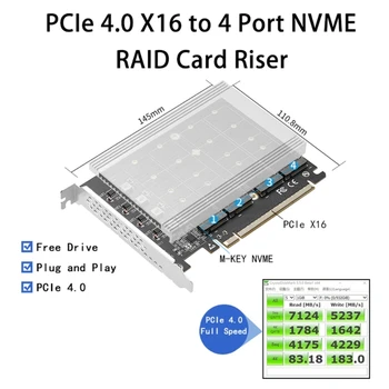 Върховният PCIe x16, 4-пристанищен жак M. 2 SSD RAIDs Card Странично PCIE4.От 0 до M. 2 NVME SSD Карта за разширяване на 256 Gb/сек Върховният PCIe x16, 4-пристанищен жак M. 2 SSD RAIDs Card Странично PCIE4.От 0 до M. 2 NVME SSD Карта за разширяване на 256 Gb/сек 5