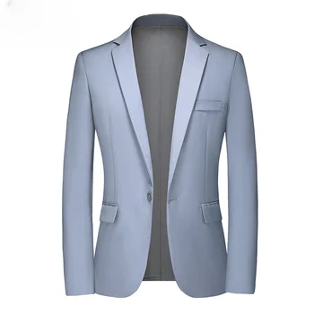 Однотонная нова марка ежедневни модерно яке в корейски стил, мъжко сако Regular Fit, елегантен сватбен костюм, палто, мъжки дрехи 5XL