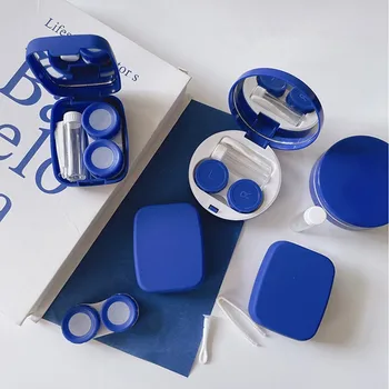 Кутия за контактни лещи Pure Blue Beauty Simple Ins с матова текстура, кутия за партньори за контактни лещи, кутия за съхранение за кърмещи