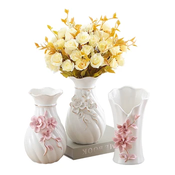 Европейската керамична ваза с цветя, декорации, цветя, вградени в хола, ТВ-шкаф, маса, подаръци прости.