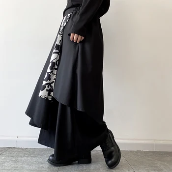 2023 Градинска облекло Цвете черен Мъжки Японската мода срастване Тъмна пола, Дамски Панталони, мъжки спортни панталони Панталони облекло за сценичното шоу