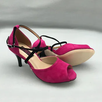 Класически танцови обувки за фламенко на ток 7,5 см, Обувки за аржентинско танго, модни обувки, обувки за сватба MST6255RBSL, Кожена Твърда подметка