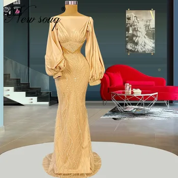 Луксозни дълги вечерни рокли 2022, бродирани с мъниста, Vestidos, елегантни абитуриентски рокли Русалка в Дубай, женски сватбени рокли за партита, арабско рокля