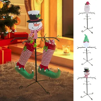 Коледен държач за отглеждане, поставка за коледни метални клони на дървото, закачалка за чорапи, украса за дома, закачалка с шарките на Дядо Коледа и снежен човек