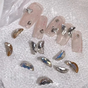 5x10 mm, половината от крилата на пеперуди, кристали за дизайн на ноктите, златна яка спускане, блестящ кристал, 3D стъклени кристали, висулки за нокти 5x10 mm, половината от крилата на пеперуди, кристали за дизайн на ноктите, златна яка спускане, блестящ кристал, 3D стъклени кристали, висулки за нокти 3