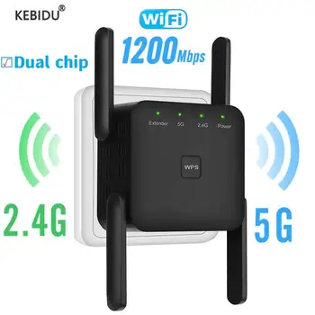 Двухчиповый WiFi Ретранслатор 5 Ghz 2,4 G Безжична Wifi Усилвател 1200 Мб/с Удължител за Мрежов рутер, Адаптер Точка за достъп на далечни разстояния